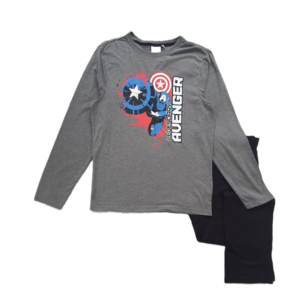 Avengers Pyjamas Men's 2 Piece Avengers Long Sleeve Pyjamas Size S-XL Grey & Black