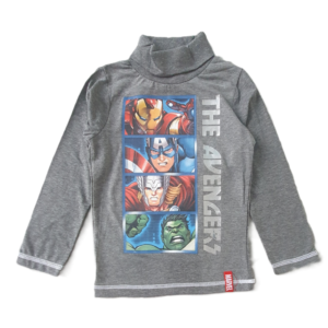Avengers Turtle Neck Top Boys Avengers Long Sleeve High Neck T-shirt Grey Age 4-10 Years