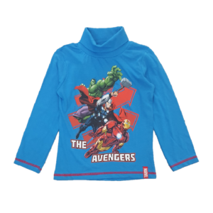 Avengers Turtle Neck Top Boys Avengers Long Sleeve High Neck T-shirt Blue Age 4-10 Years