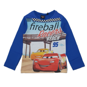 Cars T-shirt Boys Disney Cars Lightning McQueen Long Sleeve Top Blue Size 3-8 Years
