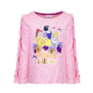Princess Top Girls Disney Princess Long Sleeve T-shirt Size 3-6 Years 100% Cotton Pink