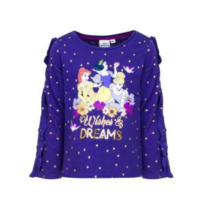 Princess Top Girls Disney Princess Long Sleeve T-shirt Size 3-6 Years 100% Cotton Purple