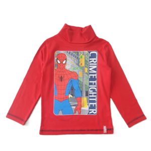 Spiderman Turtle Neck Top Boys Spider-Man Long Sleeve High Neck T-shirt Red Age 3-8 Years
