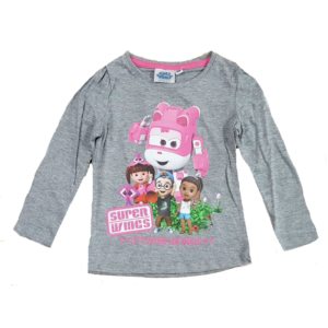 Super Wings T-shirt Girls Super Wings Long Sleeve T-shirt Grey Age 3-6 Years