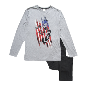 Avengers Pyjamas Men's 2 Piece Avengers Captain America Long Sleeve Pyjamas Size S-XL Grey