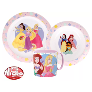 Princess Dinner Set Girls Disney Princess 3 Piece Plate, Bowl & Mug Dinner Set