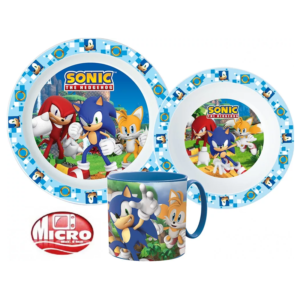 Sonic Dinner Set Kids Sonic The Hedgehog 3 Piece Plate, Bowl & Mug Dinner Set