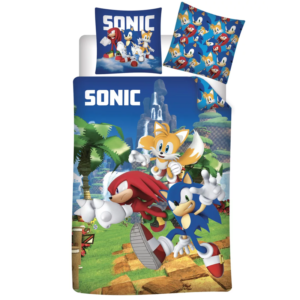 Sonic Duvet Cover & Pillow Case Set Sonic The Hedgehog Bedding Set 100% Cotton For Cot/Cot Bed 100 x 135 cm