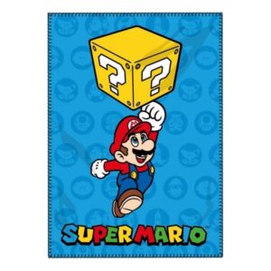 Mario Blanket Blue Kids Super Mario Blanket Blue Size100 x 140 cm