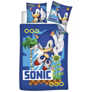 Sonic Duvet Cover & Pillow Case Set Single 100% Cotton Sonic The Hedgehog World Runner Duvet Cover Set 140 x 200 cm