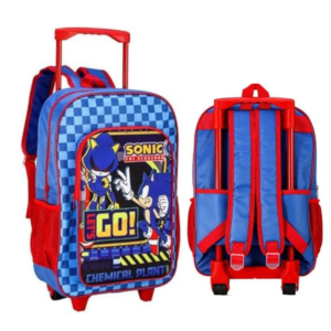 Sonic Trolley Backpack Boys Sonic The Hedgehog Travel Trolley Bag With Wheels Blue 45 x 29 x 19 cm