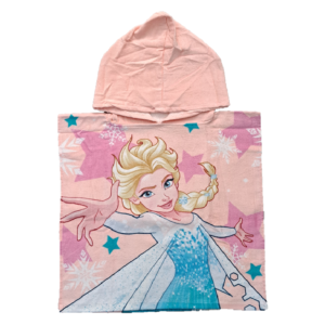 Frozen Poncho Girls Disney Frozen Towel With Hood 100% Cotton Size 50 x 100 cm Light Pink