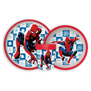 Spiderman Dinner Set Kids Spider-Man Plate Deep Bowl & Cup Set Non Slip Microwaveable Spiderman Dinner Set