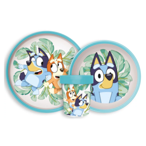 Bluey Dinner Set Kids Bluey Plate Deep Bowl & Cup Set Non Slip Microwaveable Bluey Dinner Set