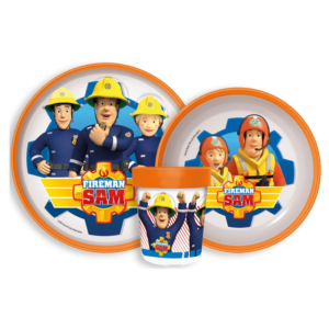 Fireman Sam Dinner Set Kids Fireman Sam Plate Deep Bowl & Cup Set Non Slip Microwaveable Fireman Sam Dinner Set