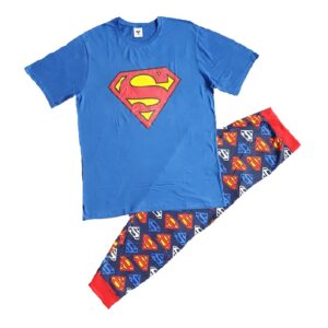 Superman Pyjamas Men's DC Superman Pyjamas Set Cotton Size S-XL Grey Blue