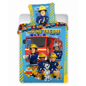 Fireman Sam Duvet Cover & Pillow Case Set Saving The Day Kids Fireman Sam Bedding Set 100% Cotton For Cot/Cot Bed 100 x 135 cm