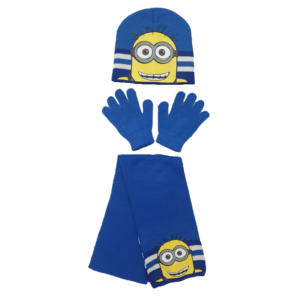 Minions Hat Gloves Scarf Set Kids Minions Winter 3 Piece Hat Set Age 3-8 Years