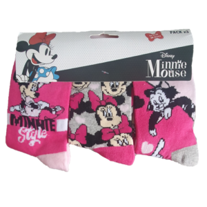 Minnie Mouse Socks Girls Disney Minnie Mouse 3 In A Pack Socks Size 6-14.5 UK Pink