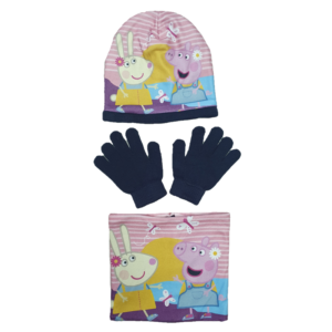Peppa Pig Hat Gloves & Snood Set Girls Peppa Pig Hat Set Age 3-8 Years