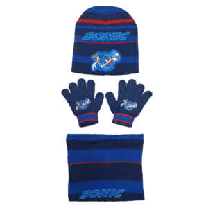 Sonic Hat Gloves & Snood Set Boys Sonic The Hedgehog Winter Hat Set Age 3-8 Years