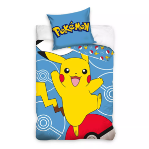Pokemon Duvet Cover & Pillow Case Single Kids Pikachu Duvet Set 100% Cotton Size 140 x 200 cm Blue