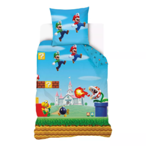 Super Mario Duvet Cover & Pillow Case Single Kids Mario Duvet Set 100% Cotton Size 140 x 200 cm