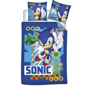 Sonic Duvet Cover & Pillow Case Set Turbo Sonic The Hedgehog Bedding Set 100% Cotton For Cot/Cot Bed 100 x 135 cm
