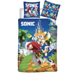 Sonic Duvet Cover & Pillow Case Set Speedy Sonic The Hedgehog Bedding Set 100% Cotton For Cot/Cot Bed 100 x 135 cm